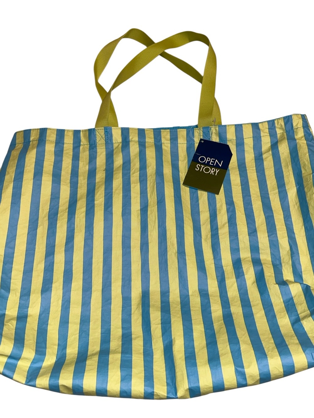 Open Story Yellow & Blue Striped Tote Bag